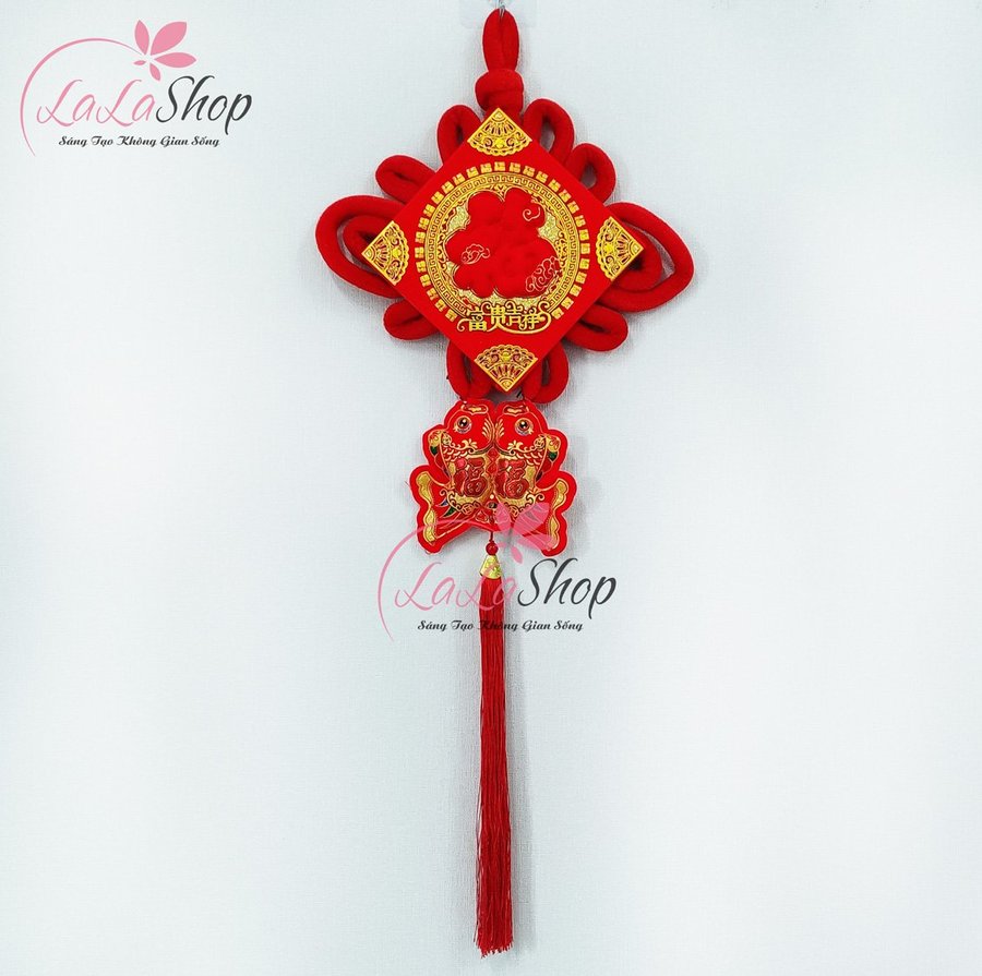 Liễn chữ phúc nhung đỏ cá chép 65cm trang trí ngày tết mẫu 10
