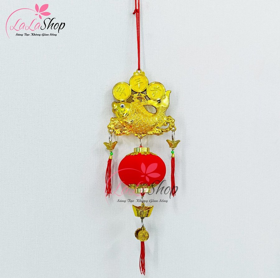 Dây lộc treo cá chép đồng tiền vàng lồng đèn đỏ may mắn trang trí tết