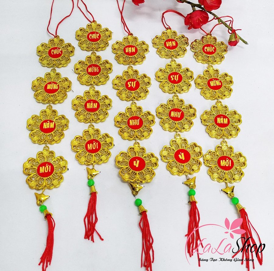 Combo 5 dây lộc treo hoa mai tài lộc chúc mừng năm mới trang trí tết mẫu 4