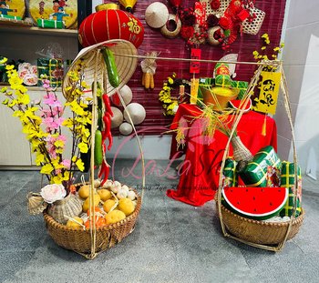 Quang gánh size đại trang trí tiểu cảnh tết full phụ kiện