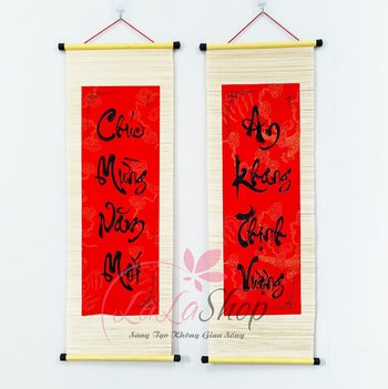 Combo Cặp Liễn Mành Câu Đối Đỏ Chúc Mừng Năm Mới - An Khang Thịnh Vượng Mẫu 2