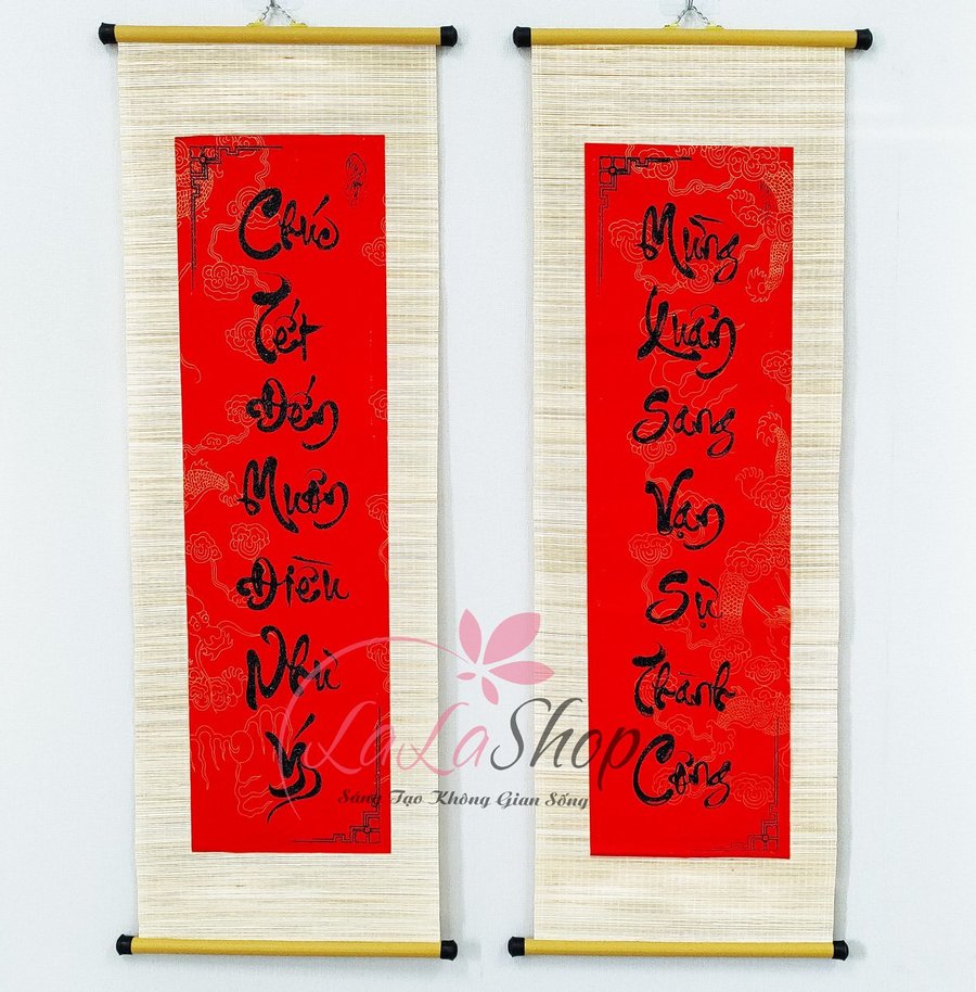 Combo Cặp Liễn Mành Câu Đối Đỏ Chúc Tết Đến Muôn Điều Như Ý - Mừng Xuân Sang Vạn Sự Thành Công Mẫu 2