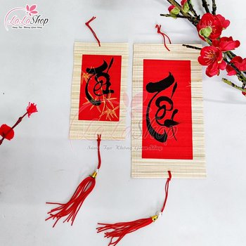 Liễn mành thư pháp đỏ chữ tết liễn treo trang trí tết