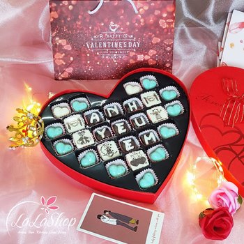 Hộp socola 27 viên quà tặng tình nhân ngọt ngào chữ anh yêu em