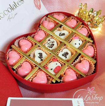 Hộp quà tặng Socola trái tim 18 viên nồng thắm quà tặng 14/2 ngọt ngào - Hộp lớn S593