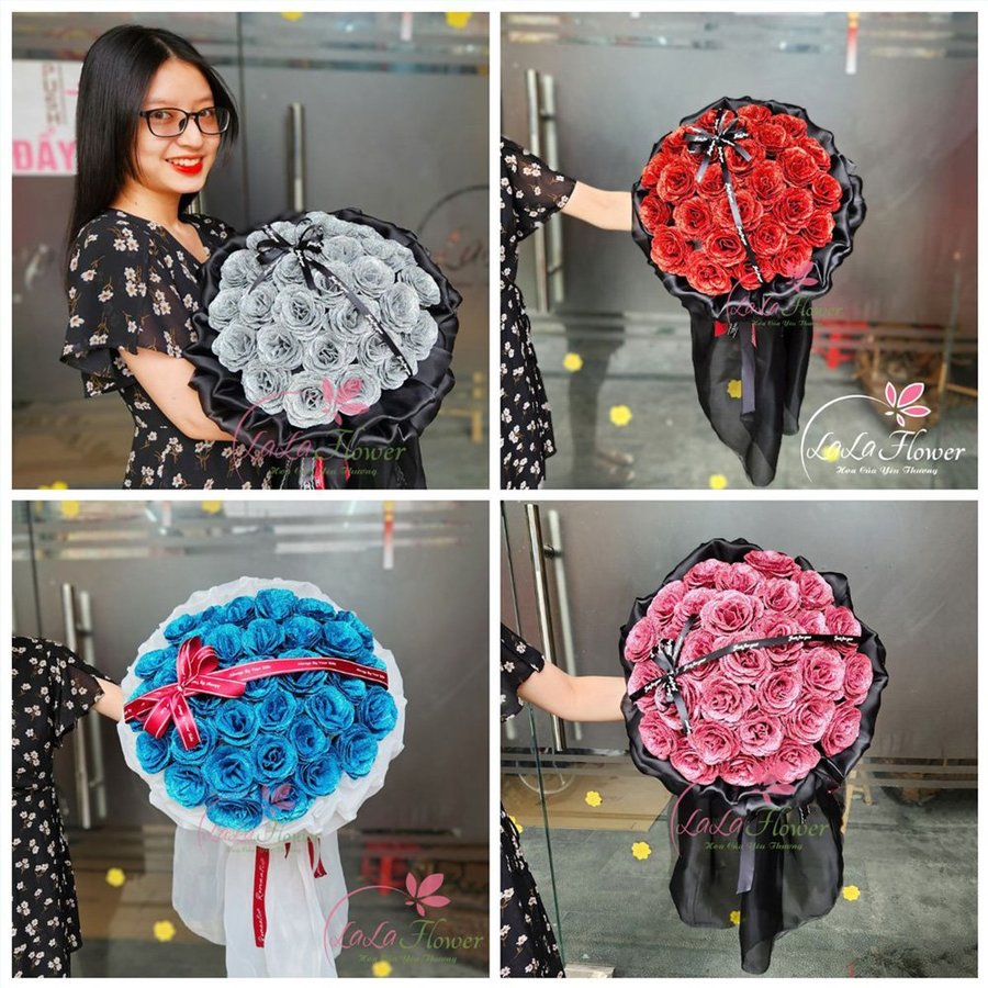 Bó 25 hoa hồng sáp hình tròn rực rỡ