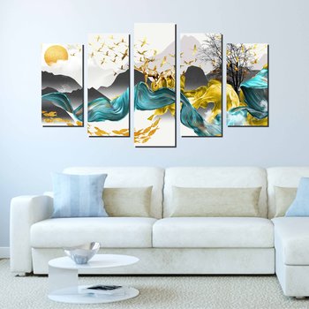 Bộ Tranh Treo Tường 5 Tấm Hươu Vàng May Mắn