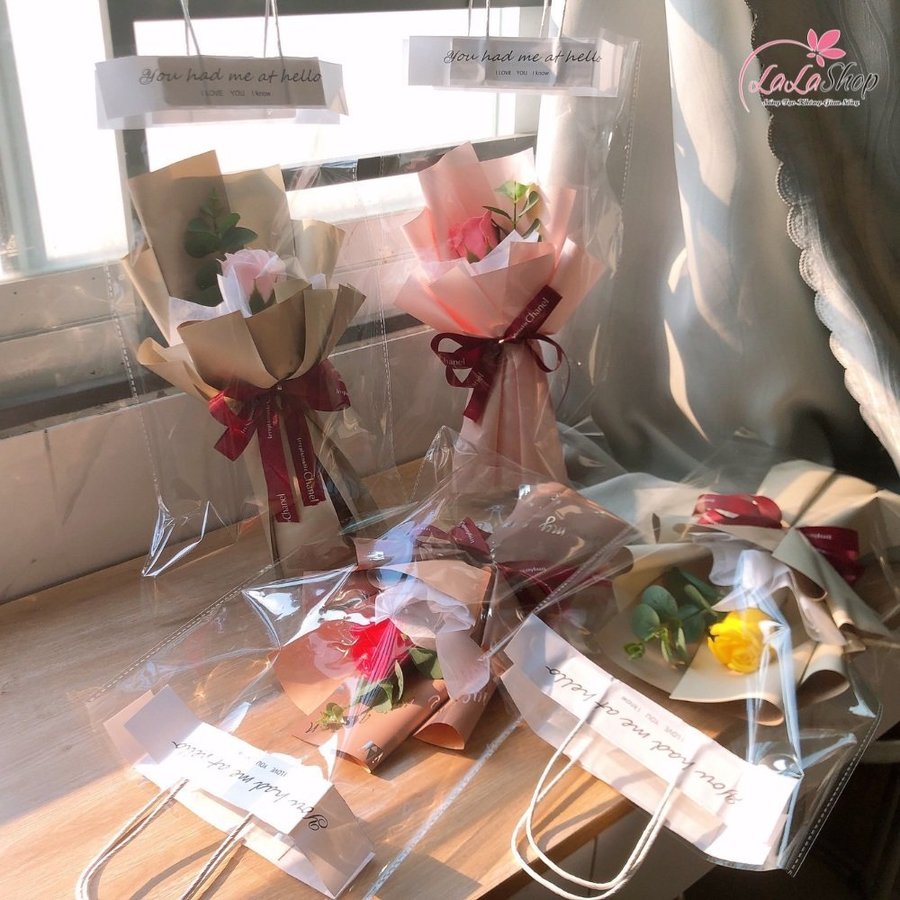 Bó 1 hoa hồng sáp thơm kèm túi