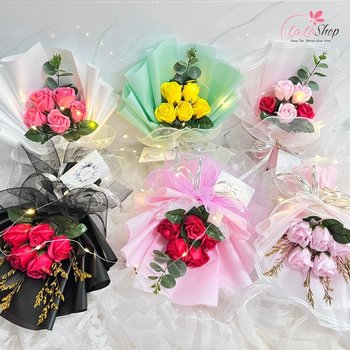 Bó 5 Hoa Hồng Sáp Thơm (Nhiều Mẫu) - Tặng kèm thiệp