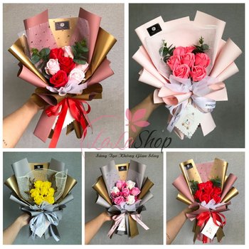 Bó 7 bông hoa Hồng Sáp Thơm (Nhiều mẫu) - Tặng kèm thiệp