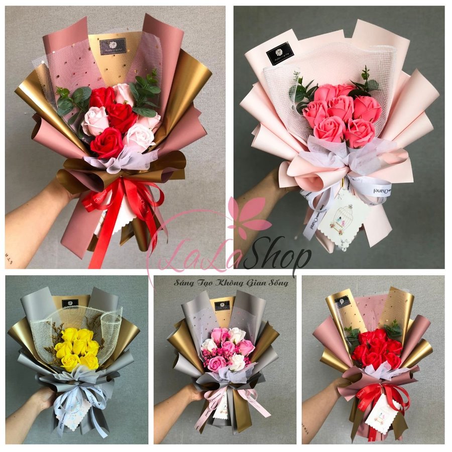 Bó 7 bông hoa Hồng Sáp Thơm (Nhiều mẫu) - Tặng kèm thiệp