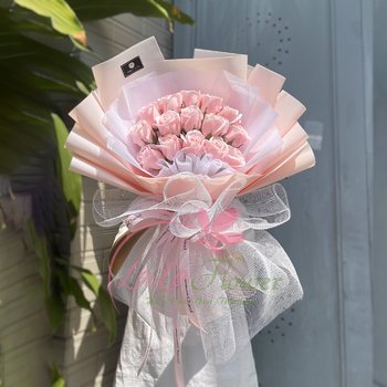 Bó 15 bông hoa sáp sắc hồng ngọt ngào