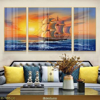 Tranh Treo Tường Thuyền Buồm Căng Gió Đón Bình Mình