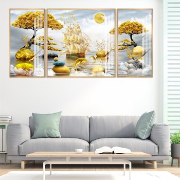 Tranh treo tường thuyền vàng phát tài phát lộc