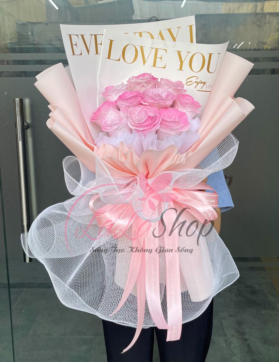 Bó 10 bông hoa kim tuyến sắc màu rực rỡ