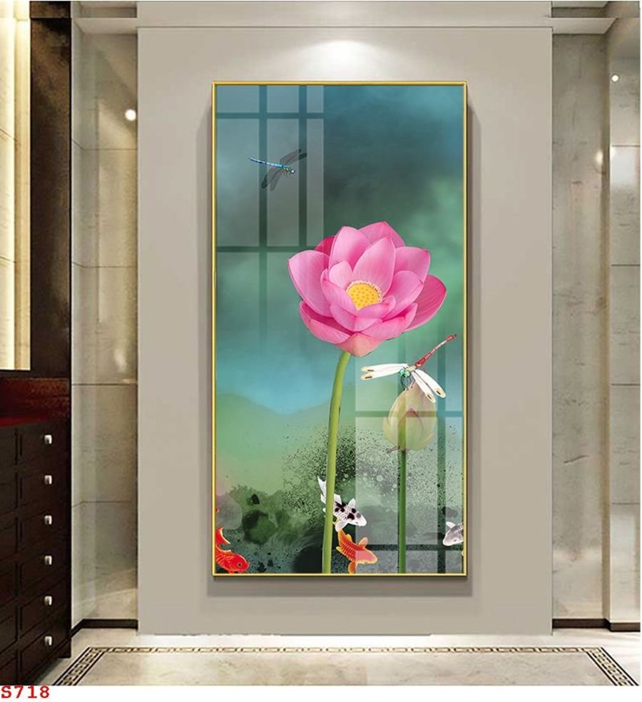 Tranh Tráng Gương Hoa Sen Và Cá Chép