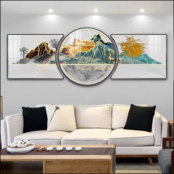 Tranh Tráng Gương Pha Lê Nai Vàng Sông Núi