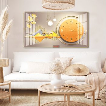 Tranh Đồng Hồ Treo Tường Hươu Và Lá Vàng nghệ Thuật