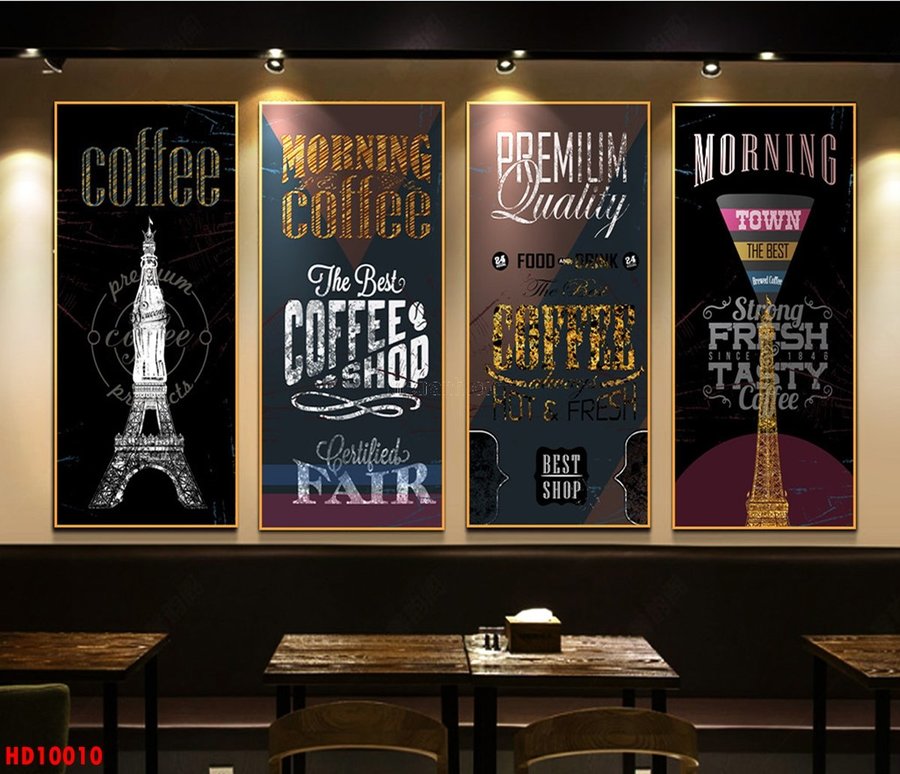 Bộ Tranh 4 Tấm Trang Trí Quán Cafe