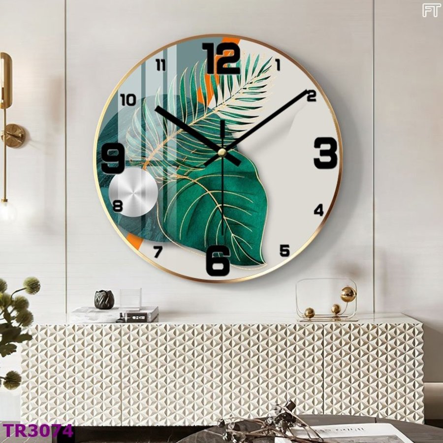 Đồng hồ treo tường trang trí đẹp mẫu lá cây nghệ thuật TR3074