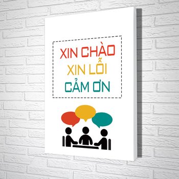 Tranh slogan xin chào xin lỗi cảm ơn