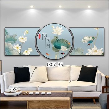 Tranh Treo Tường Hoa Sen Trắng Và Cá Chép