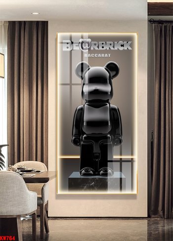Tranh Treo Tường Gấu Bearbrick Phiên Bản Baccarat Đen