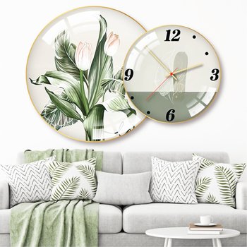 Tranh Đồng Hồ Treo Tường UV Pha Lê Bóng Cành Hoa Nghệ Thuật