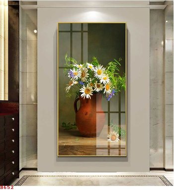 Tranh Treo Tường Bình Hoa Cúc Trắng Nghệ Thuật
