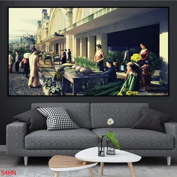 Tranh Treo Tường Phong Cảnh Chợ Hà Nội Xưa 2