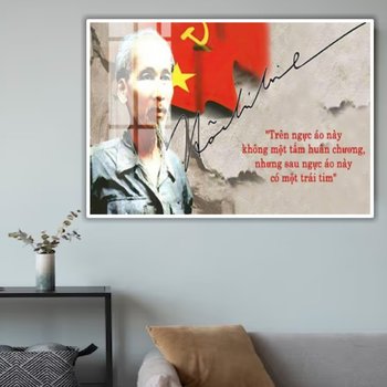 Tranh Treo Tường Bác Hồ Và Lá Cờ Đỏ Sao Vàng