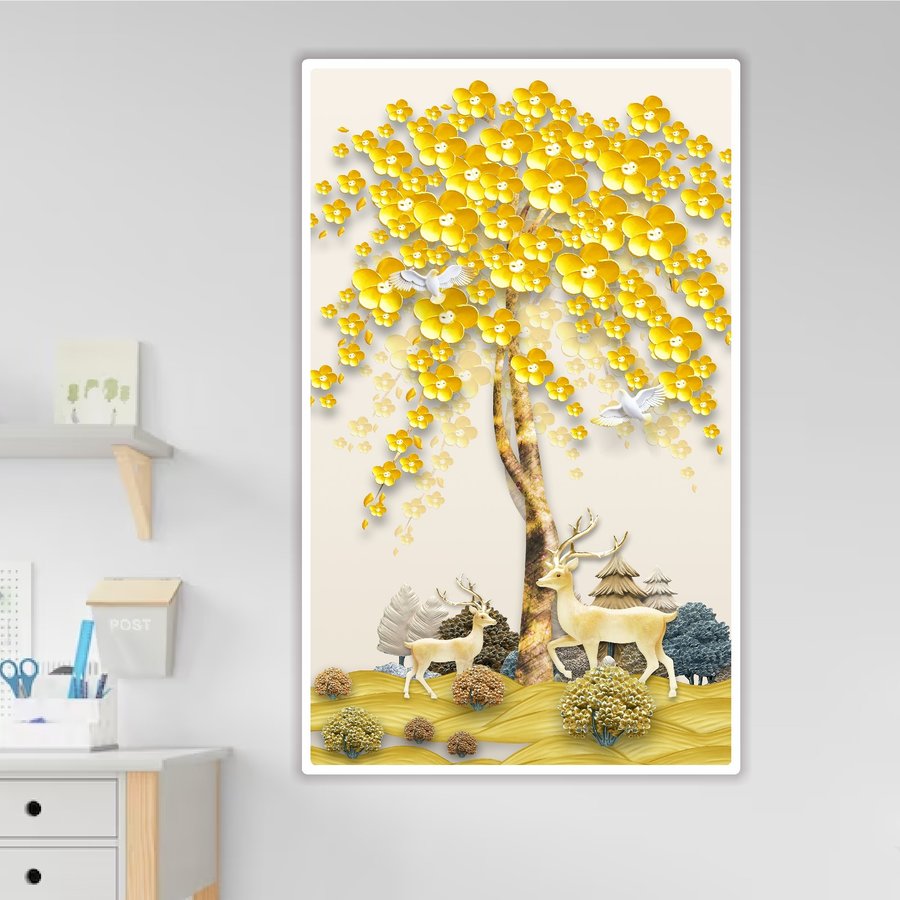 Tranh treo tường hươu vàng nghệ thuật 64