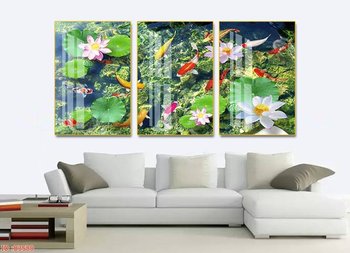 Tranh Treo Tường Nghệ Thuật Cá Chép Và Hoa Sen 3