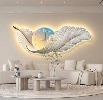 Tranh Đồng Hồ Đèn Led Lông Vũ Tinh Tế