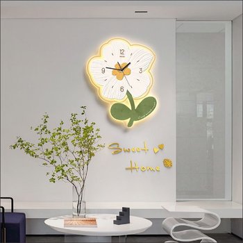 Tranh Đồng Hồ Đèn Led Tráng Gương Pha Lê Hoa Nghệ Thuật Sang Trọng