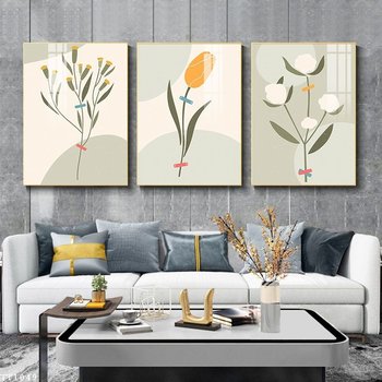 Tranh Treo Tường Nghệ Thuật Tối Giản Hoa Lá