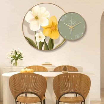 Tranh Đồng Hồ Treo Tường UV Pha Lê Bóng Cành Hoa Nghệ Thuật 4