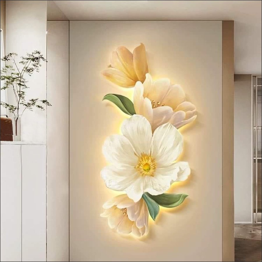 Tranh Đèn Led Tráng Gương Pha Lê Hoa Nghệ Thuật 3