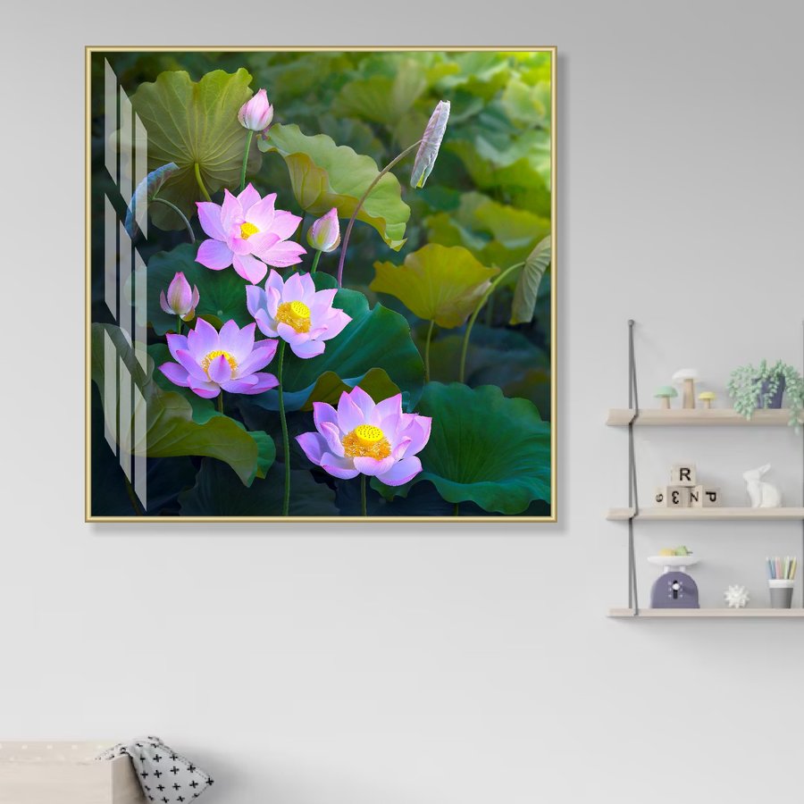 Tranh Treo Tường Hoa Sen Hồng Nghệ Thuật nhẹ nhàng, duyên dáng