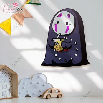 Đồng Hồ Gỗ Treo Tường Hình Con Ma Vô Diện Dễ Thương