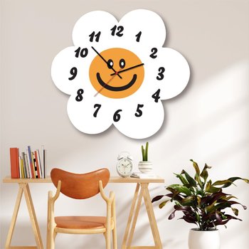 Đồng Hồ Gỗ Treo Tường Hình Hoa Cúc Trắng Mặt Cười