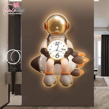 Tranh Đồng Hồ Đèn Led Tráng Gương Pha Lê Phi Hành Gia Cao Cấp Mẫu 073