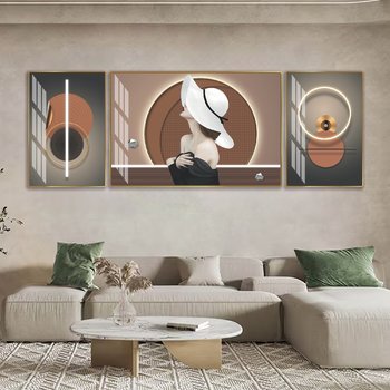 Tranh treo tường cô gái tráng gương nghệ thuật đương đại phòng khách