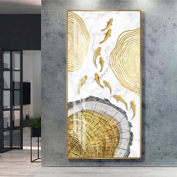 Tranh treo tường cửu ngư quần hội tranh phong thủy phòng khách đẹp