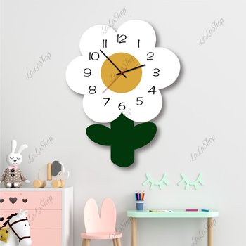 Đồng Hồ Gỗ Treo Tường Hình Hoa Cúc Trắng
