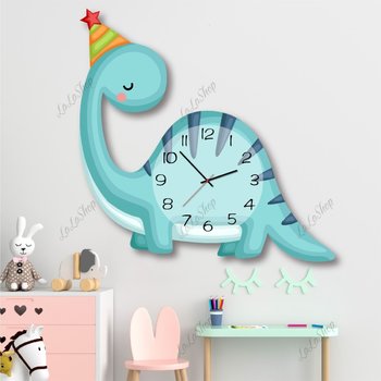 Đồng Hồ Gỗ Treo Tường Hình Khủng Long Xanh