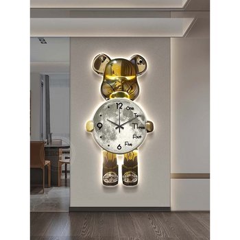 Tranh Đồng Hồ Treo Tường Nhân Vật Gấu Bearbrick Tráng Gương UV 07