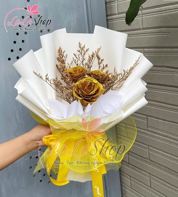 Bó hoa 3 bông kim tuyến ( có thể thay đổi màu hoa theo yêu cầu)