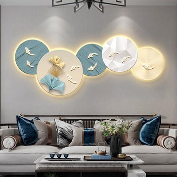 Tranh đèn led tráng gương pha lê uv cá chép và lá rẻ quạt