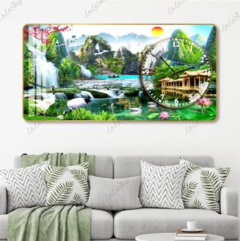 Tranh Đồng Hồ Nổi 3D Sơn Thủy Hữu Tình